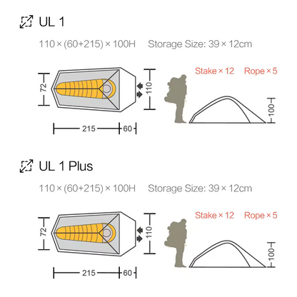 TWO HARES™ Tent Ultralight Lightweight 1-2 Persons