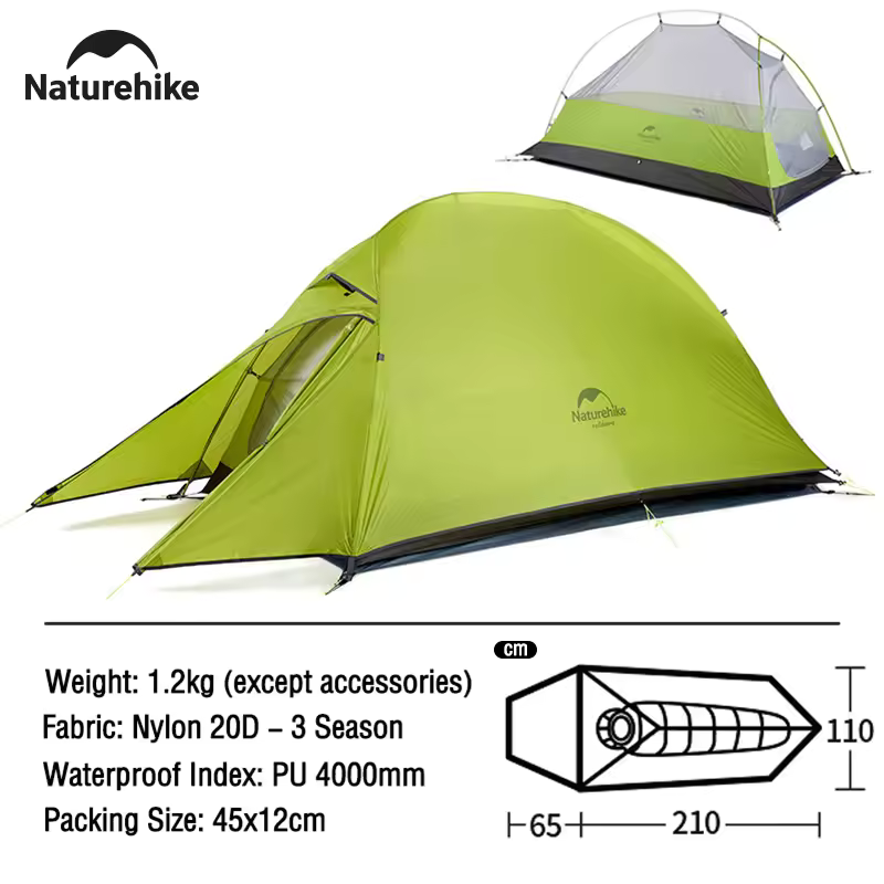 TWO HARES™ Camping Tent Ultralight Portable 1 Person